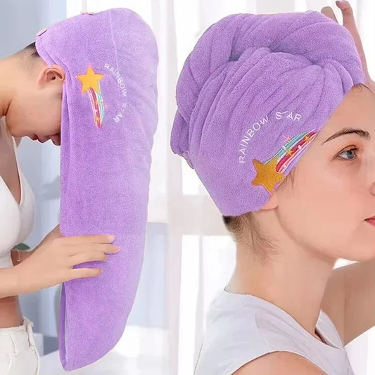 Quick Dry Hair Hat – Super Absorbent Soft Hair Towel Wrap for Women Girls Cute Bathroom Bonnet